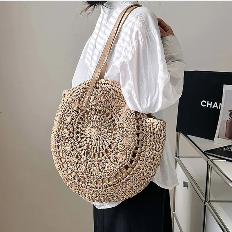 Sac de plage en pailles tissé