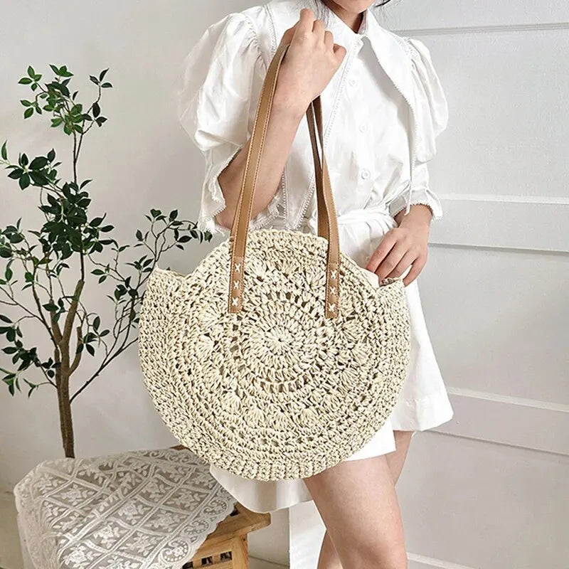 Sac de plage en pailles tissé